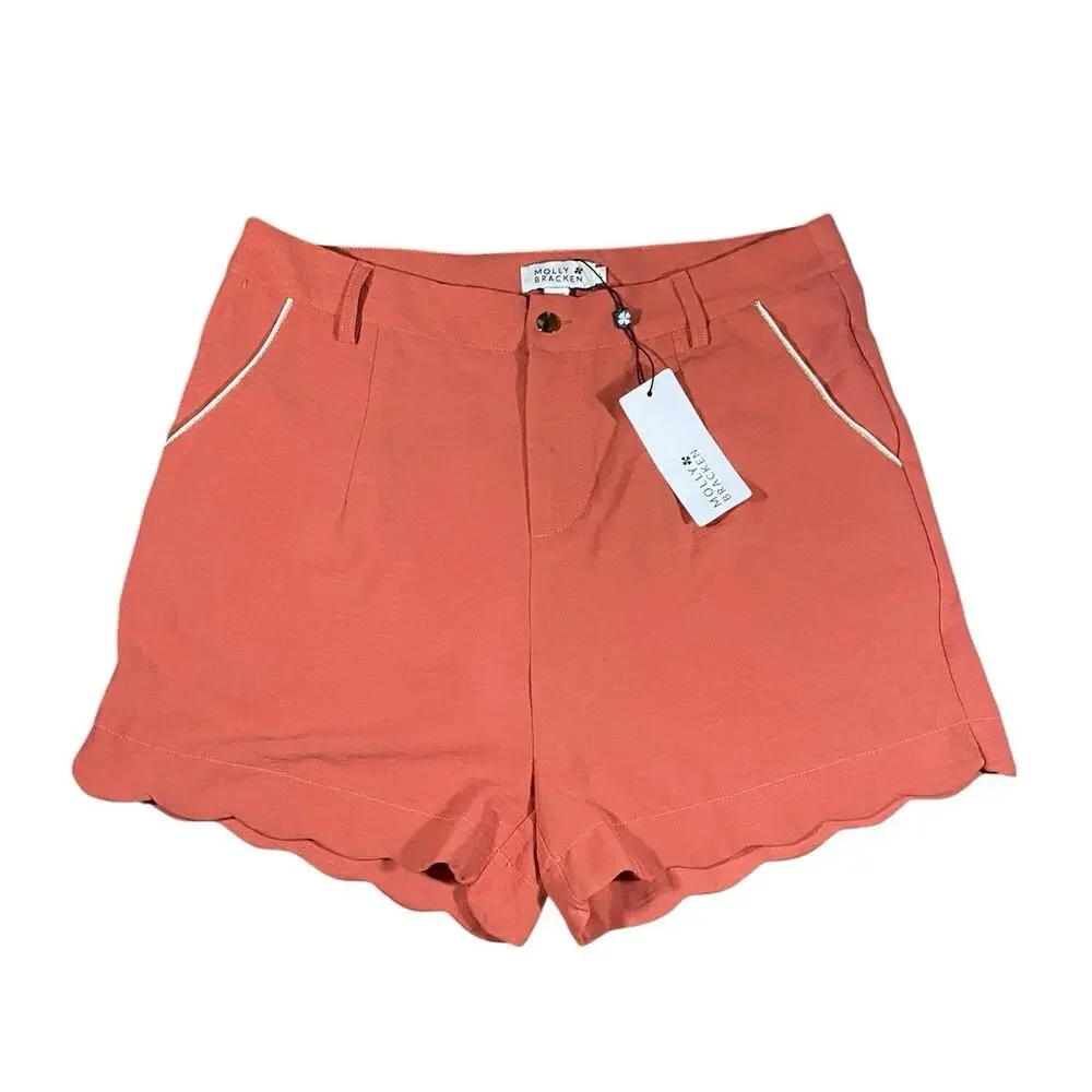Molly Bracken Coral Scallop Shorts NWT - L